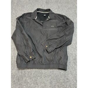 IZOD Golf Wind Shirt Mens Sz XL 1/4 Snap Pullover Black Jacket Pockets Vented